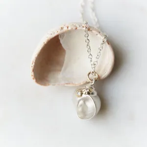 Little Moon Snail Necklace with Diamond Barnacles