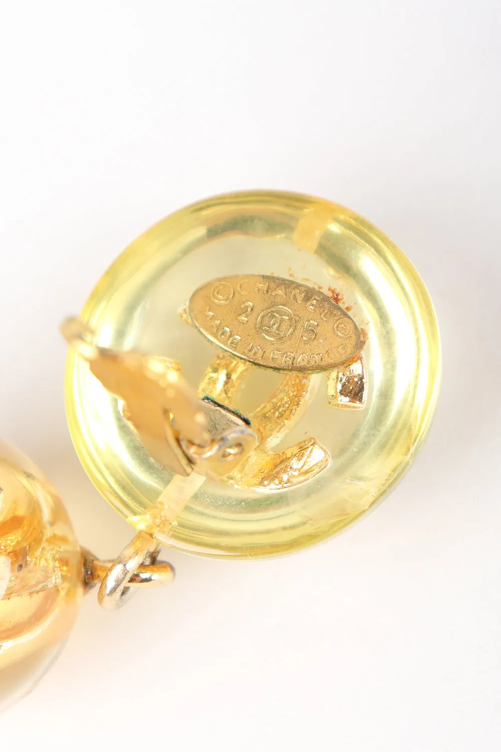 Logo Lucite CC Ball Drop Earrings