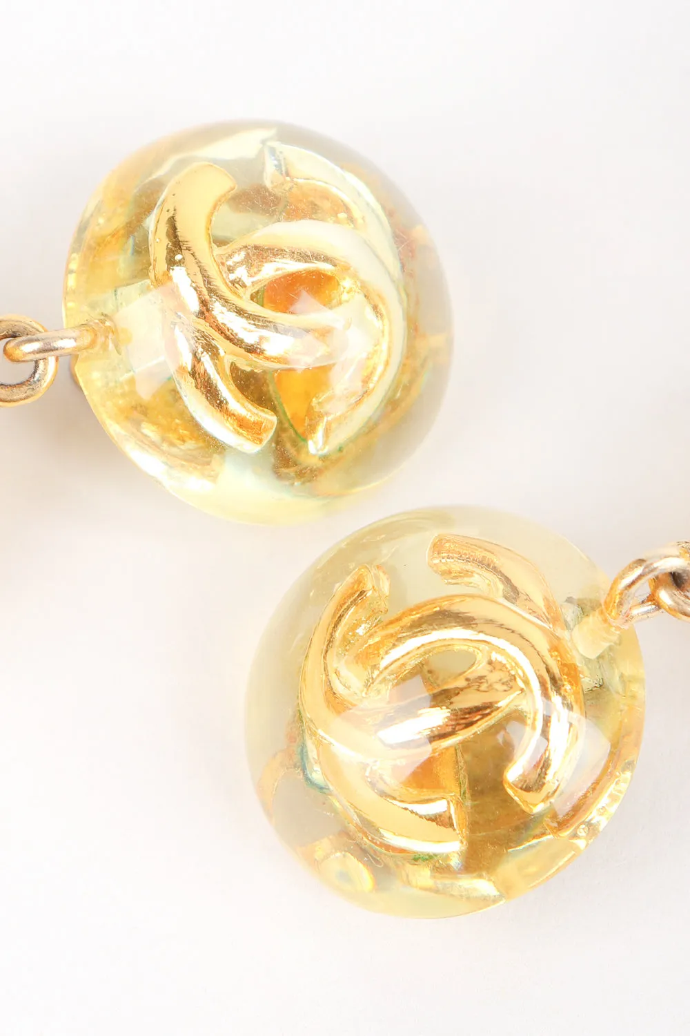 Logo Lucite CC Ball Drop Earrings