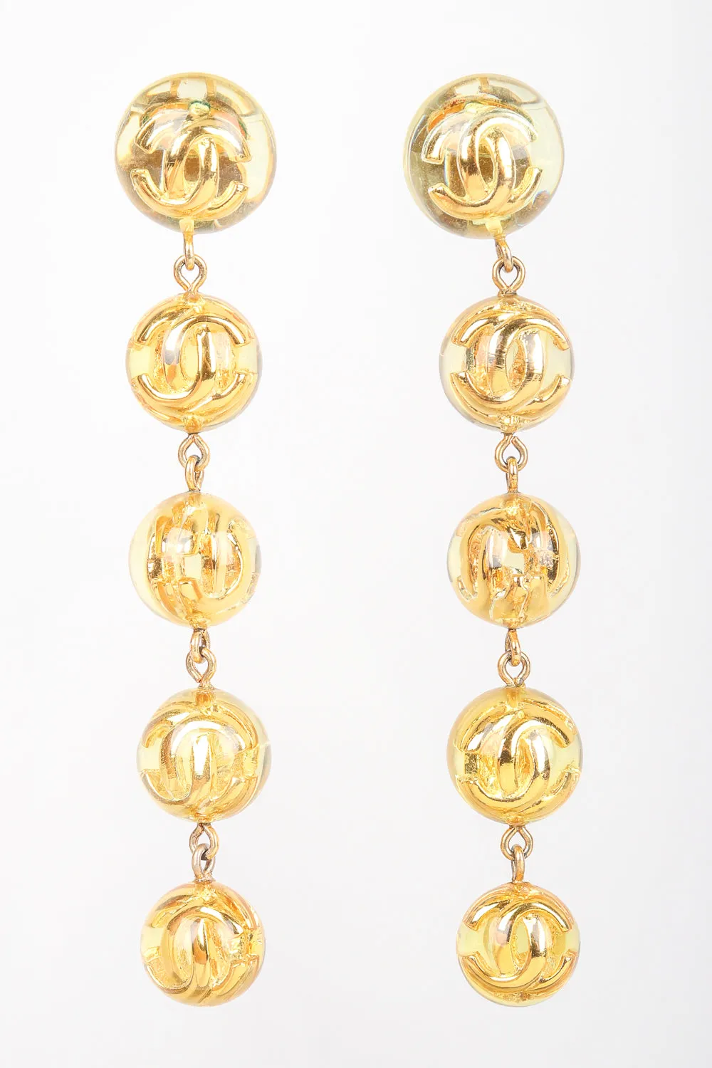 Logo Lucite CC Ball Drop Earrings