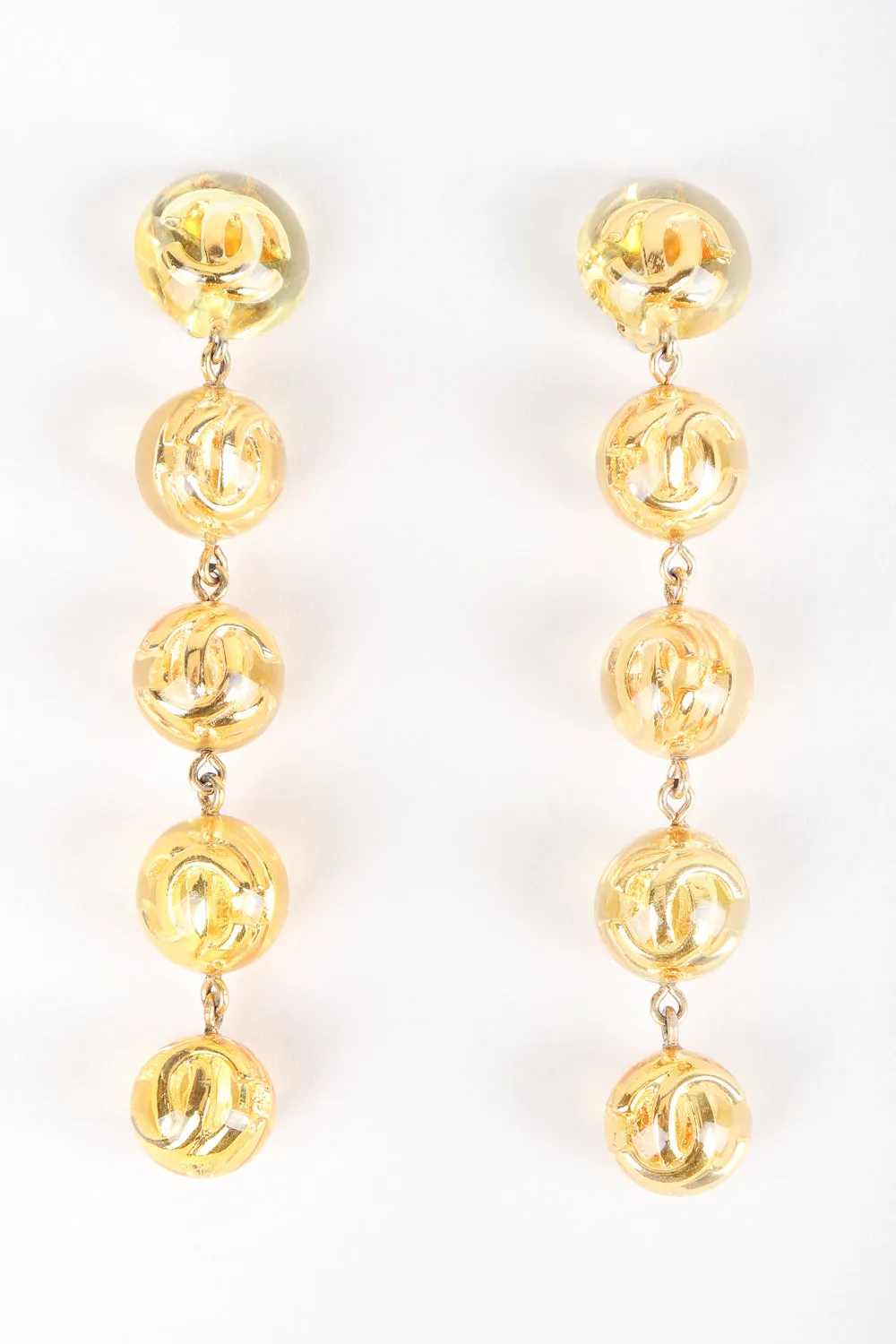 Logo Lucite CC Ball Drop Earrings