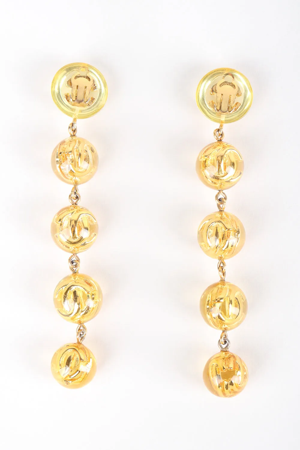 Logo Lucite CC Ball Drop Earrings