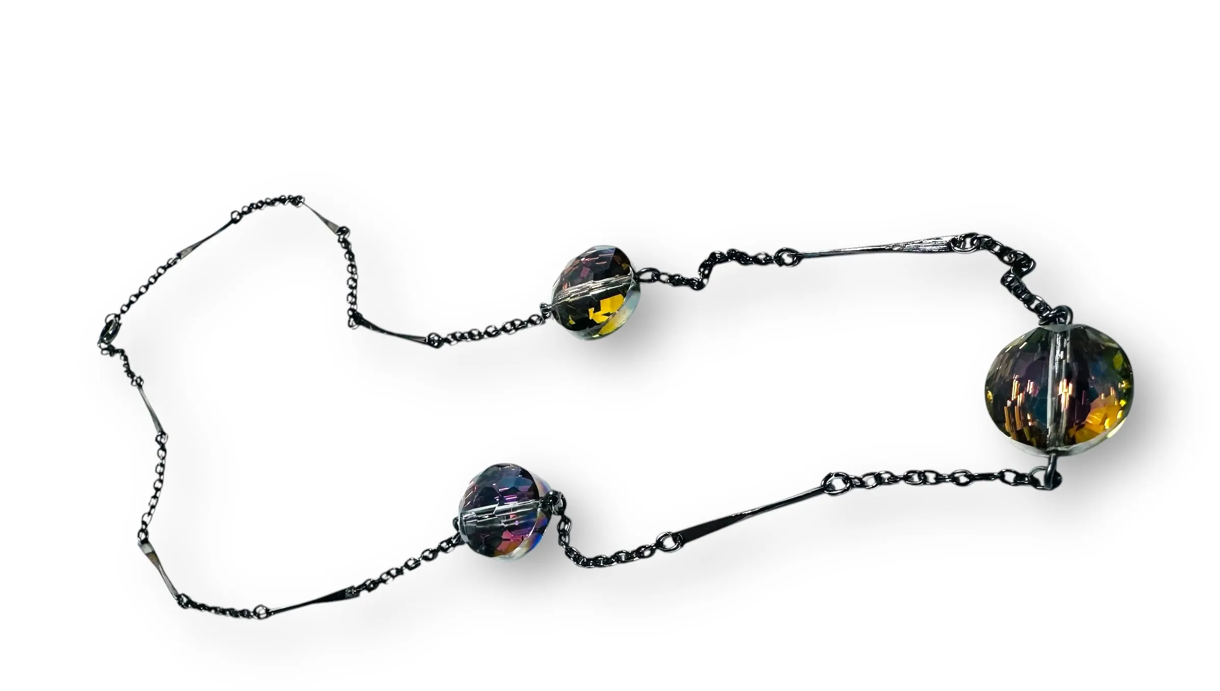 Long Triple Crystal Necklace