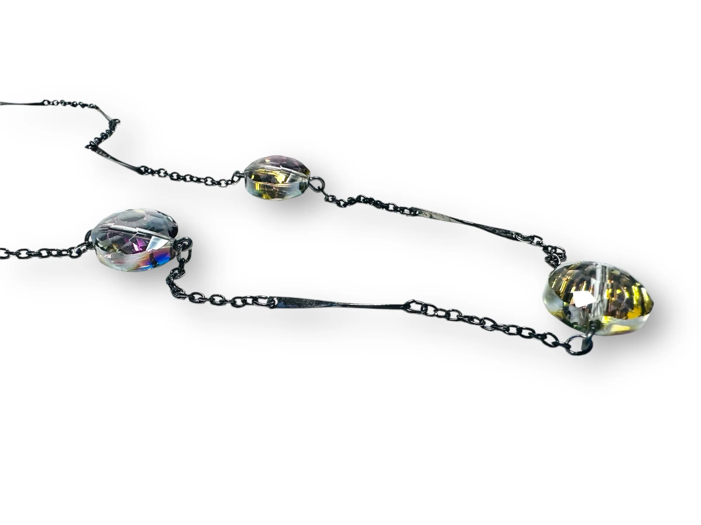 Long Triple Crystal Necklace