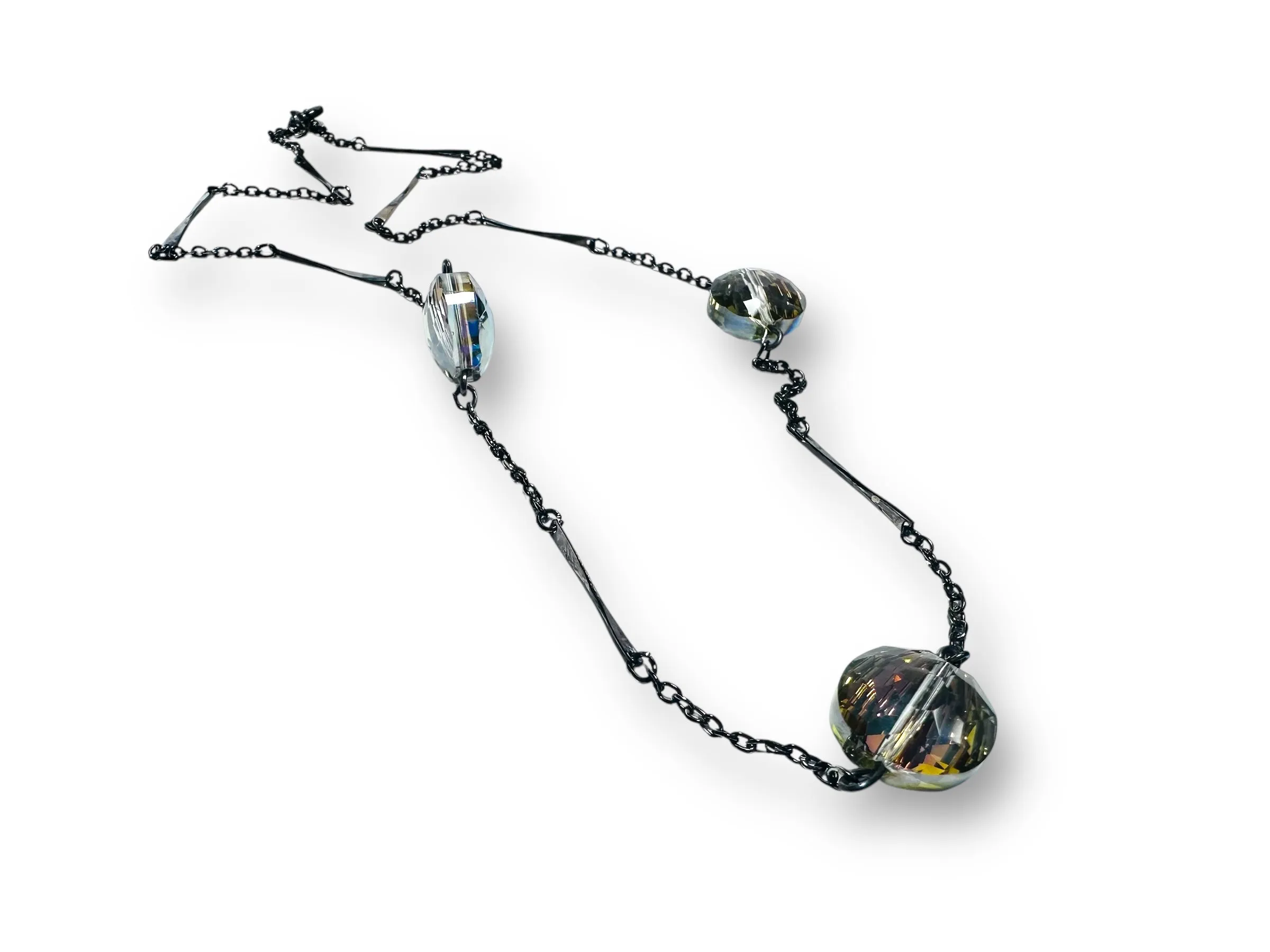 Long Triple Crystal Necklace