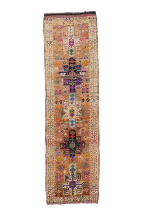 'Lottie' Vintage Turkish Runner Rug - 3'3" x 11'5"