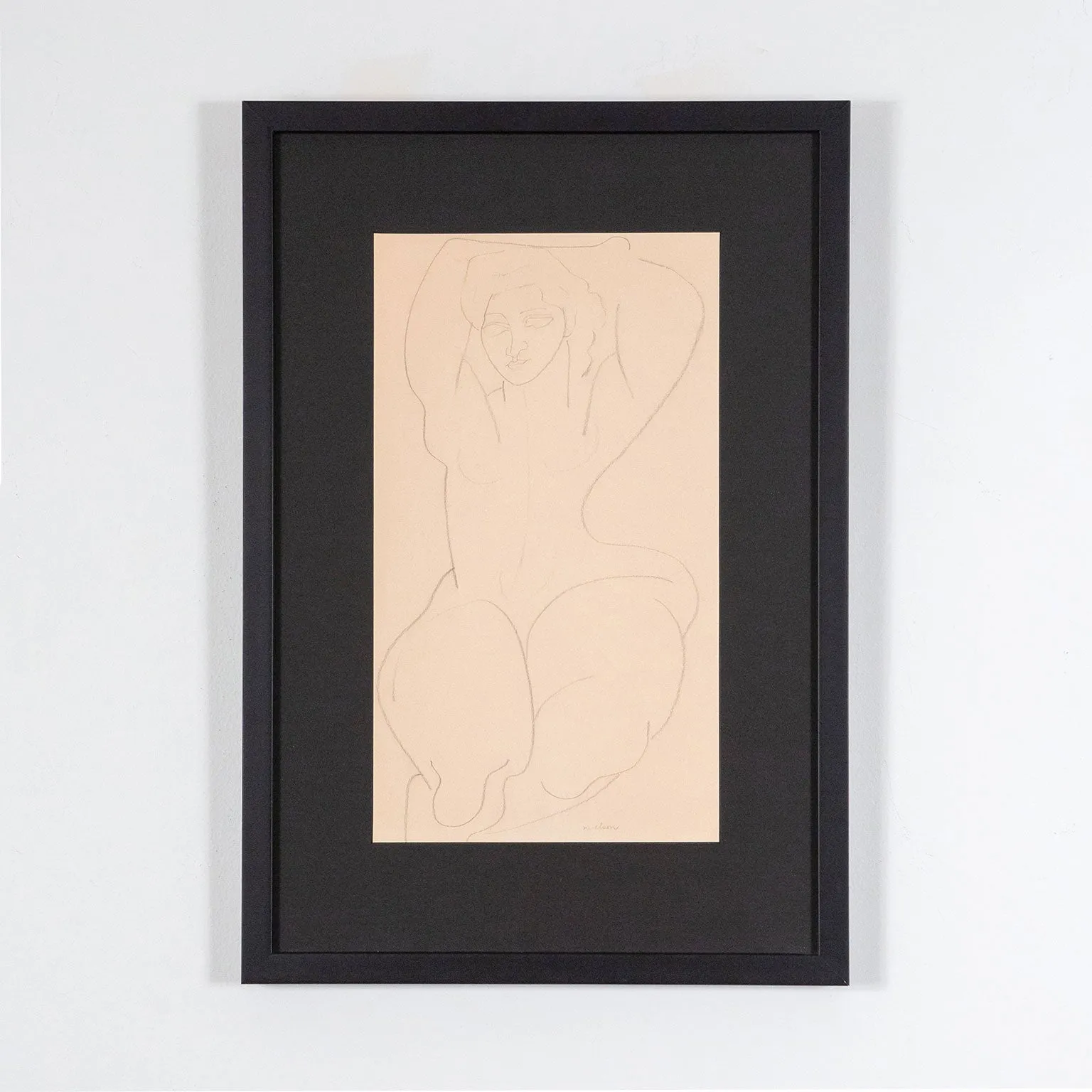 LOUISE NEVELSON "FOLDED NUDE" DRAWING, 1930