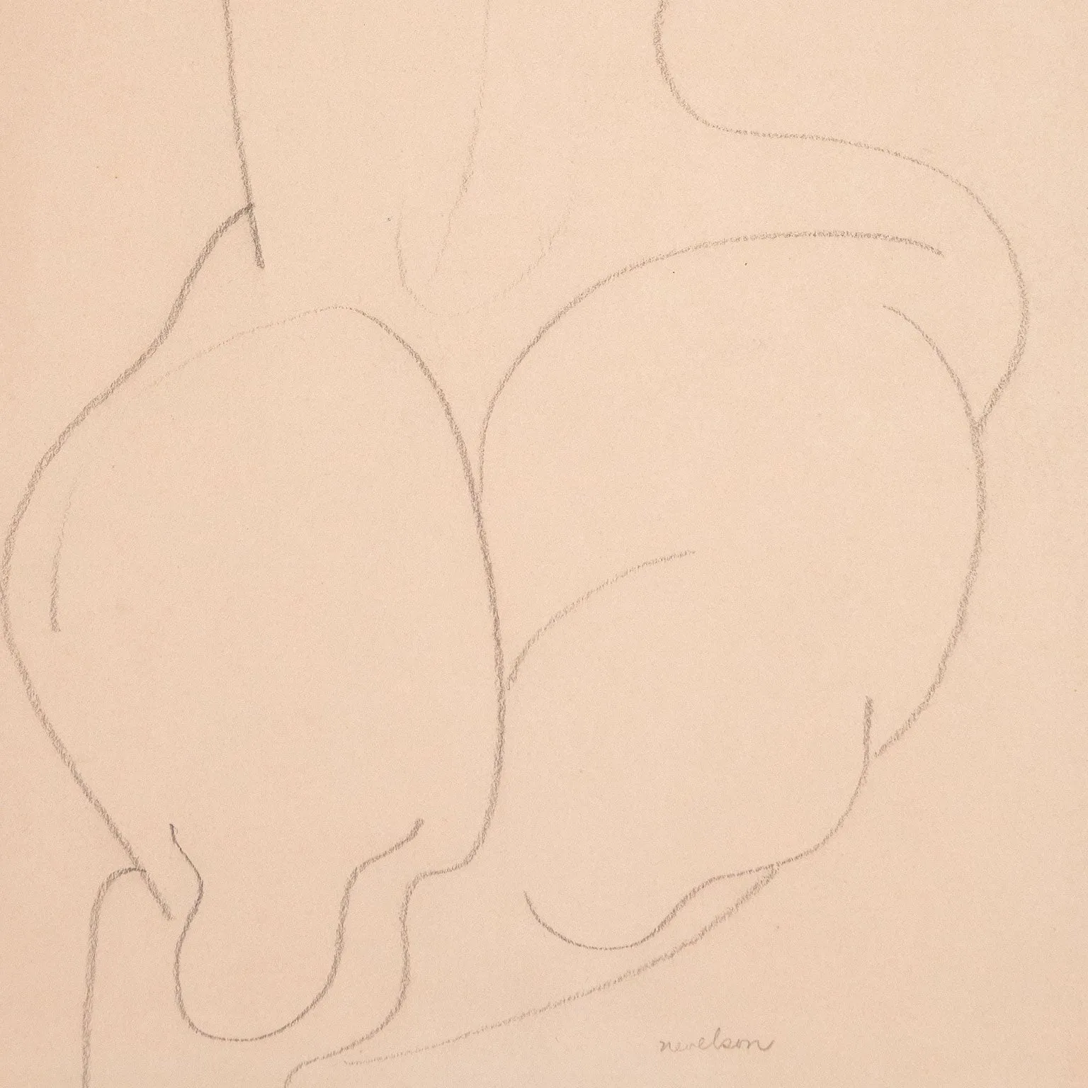 LOUISE NEVELSON "FOLDED NUDE" DRAWING, 1930