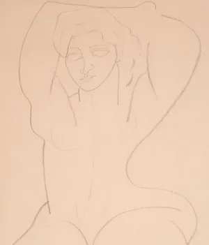 LOUISE NEVELSON "FOLDED NUDE" DRAWING, 1930