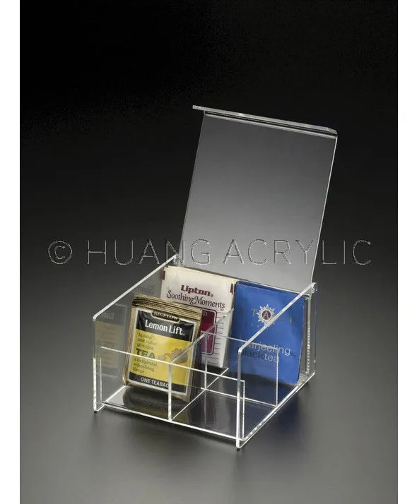 LUCITE 4-COMPARTMENT TEA BAG BOX