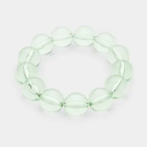 Lucite Green Ball Stretch Bracelet