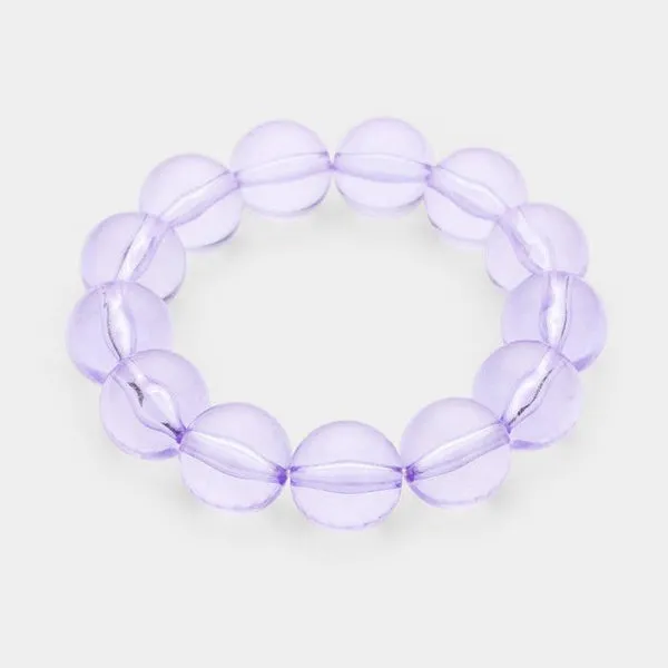 Lucite Lavender Ball Stretch Bracelet