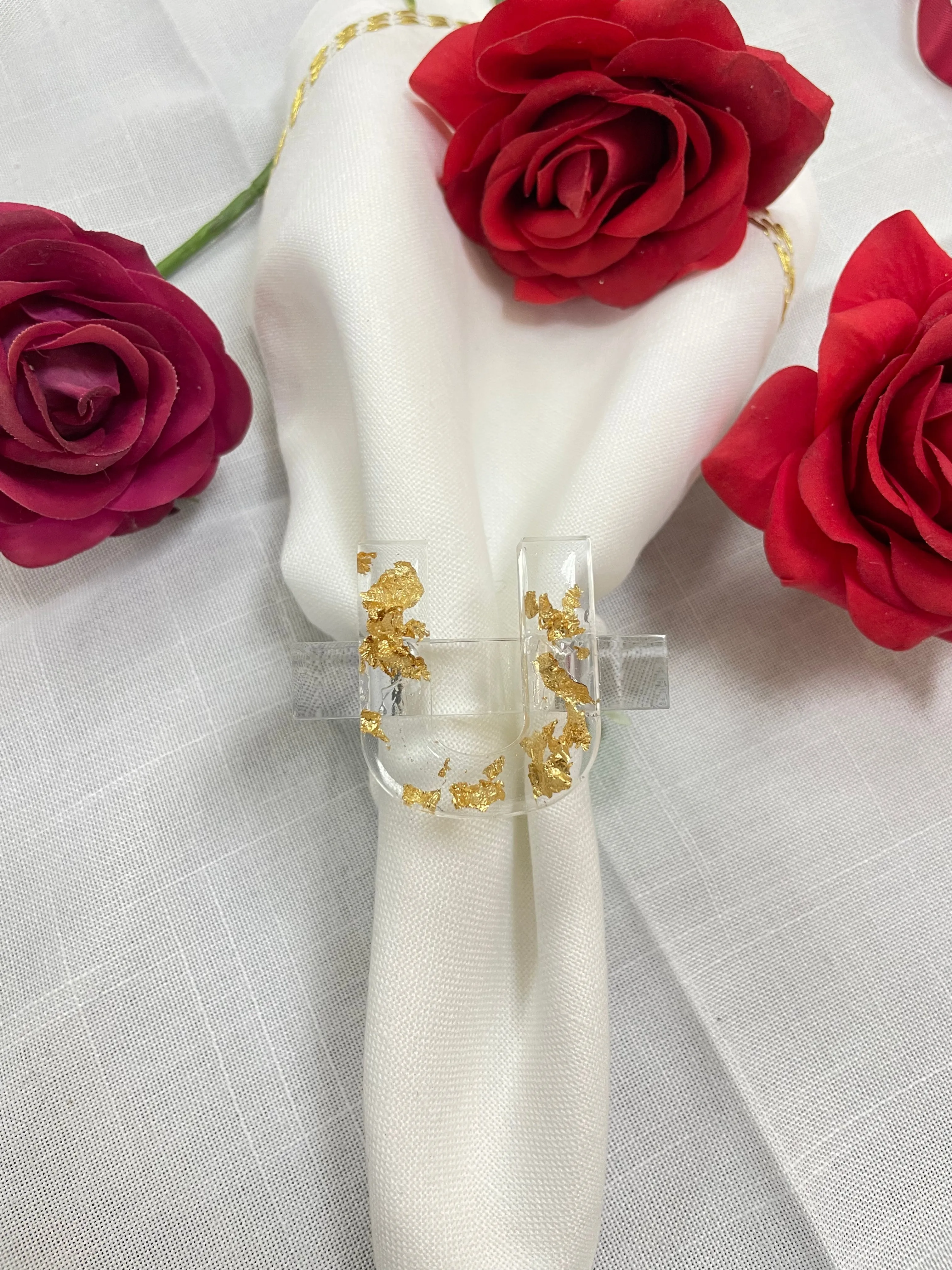 Lucite letter napkin rings -set of 4