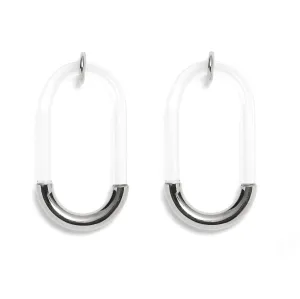 Lucite Link Earrings in Rhodium