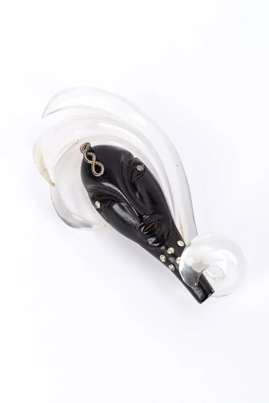 Lucite Plume Lady Brooch