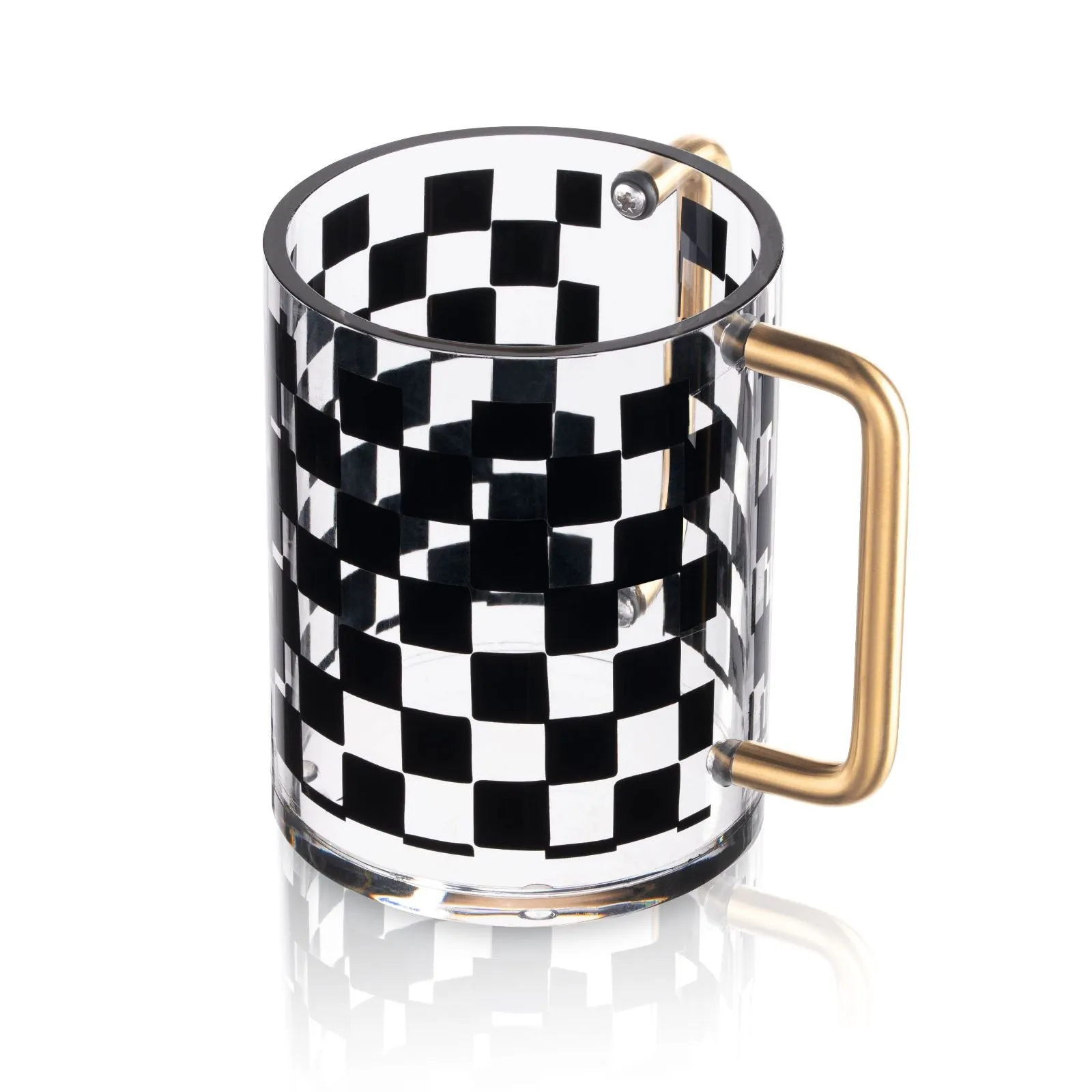 Lucite Washing Cup Onyx Collection Gold Handles