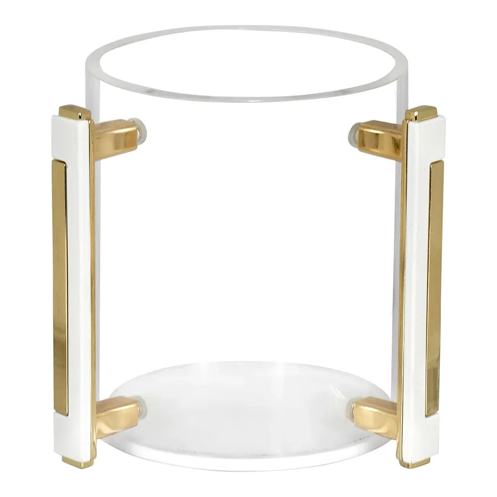 Lucite Washing Cup With Gold/White/Black Handles