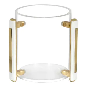 Lucite Washing Cup With Gold/White/Black Handles
