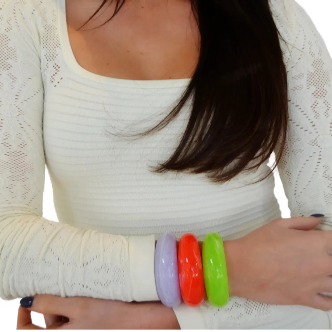 Lucy Lucite Cuff - Lime Green