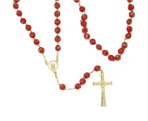 Luminous Glass Rosary from Fatima, Red