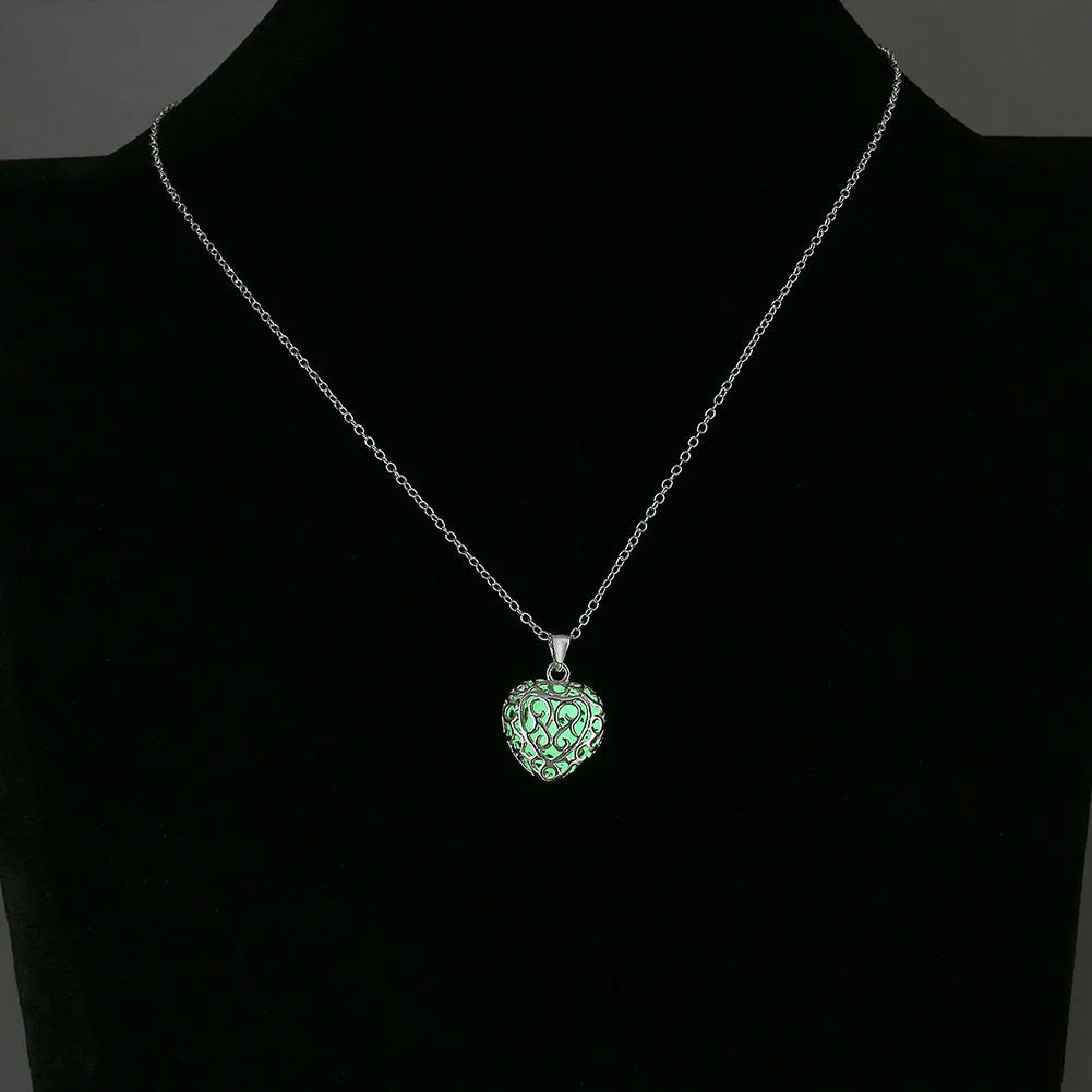 Luminous Hollow Heart Beads Necklace