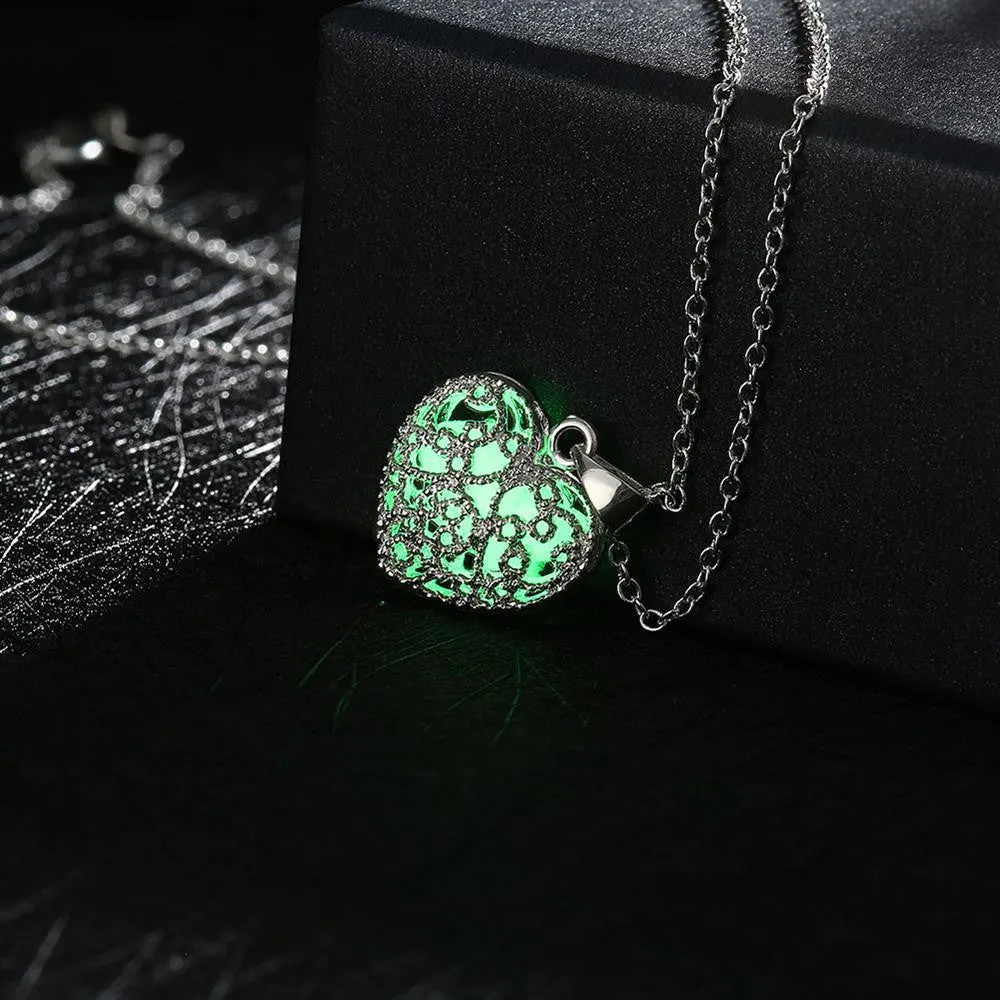 Luminous Hollow Heart Beads Necklace