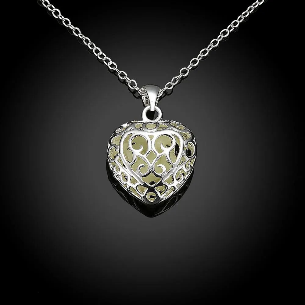 Luminous Hollow Heart Beads Necklace
