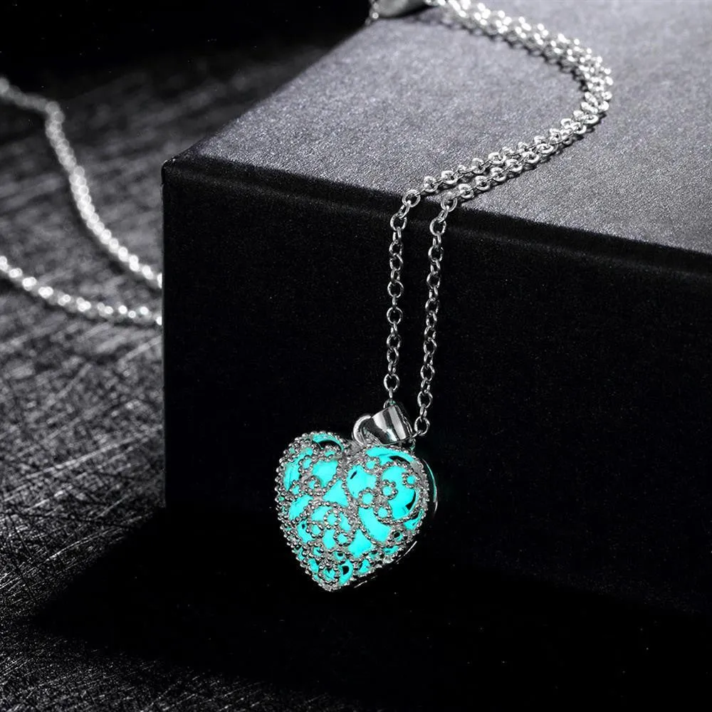 Luminous Hollow Heart Beads Necklace