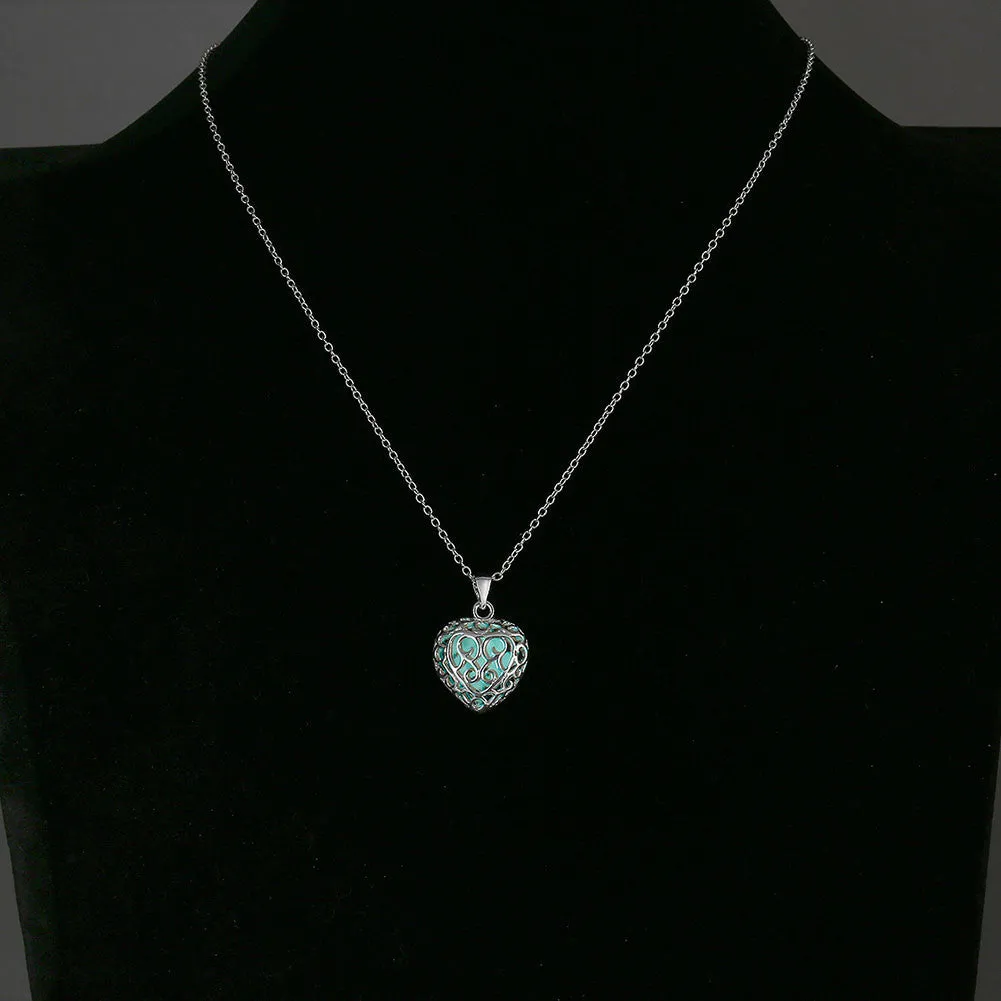 Luminous Hollow Heart Beads Necklace