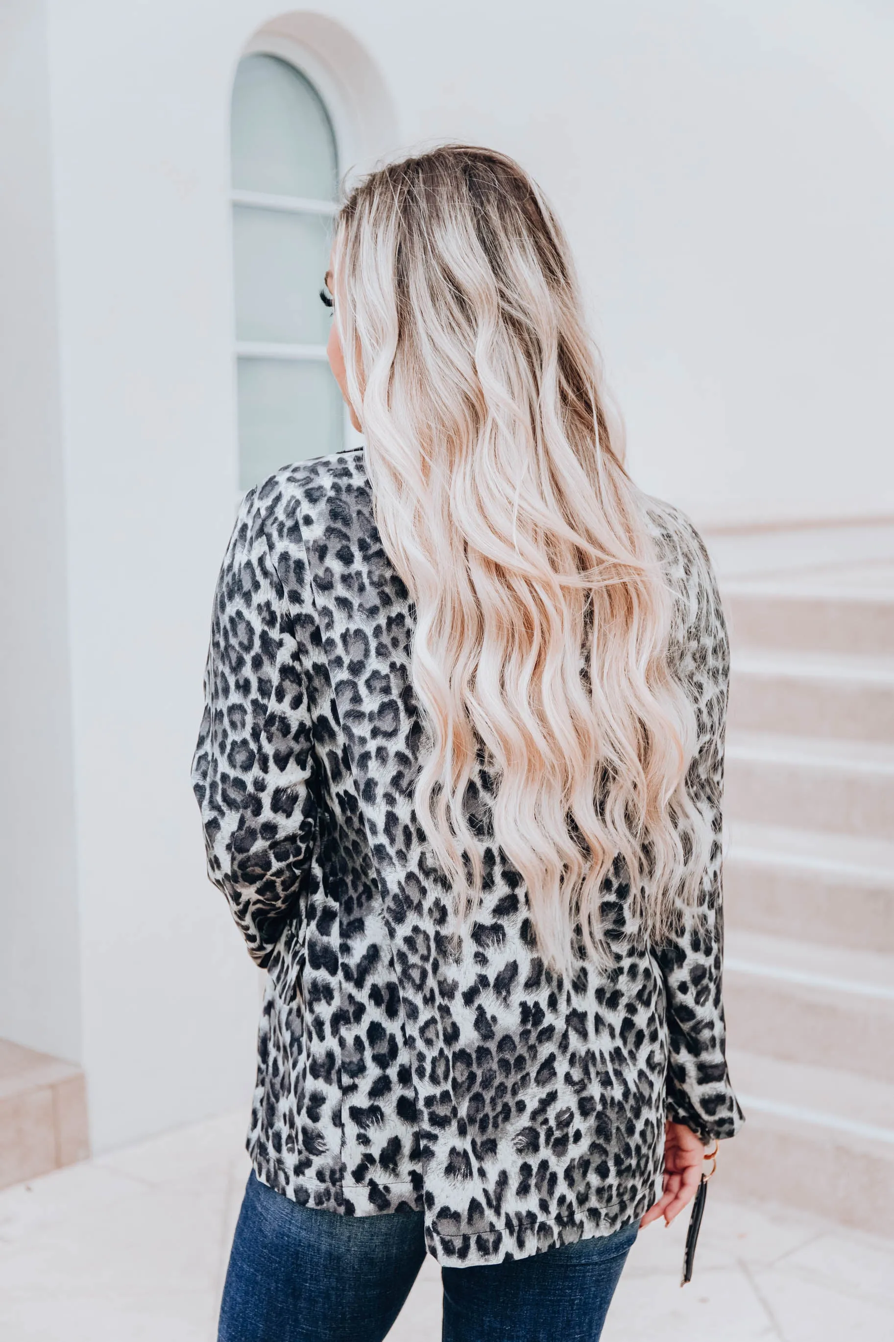 Luminous Leopard Blazer - Grey