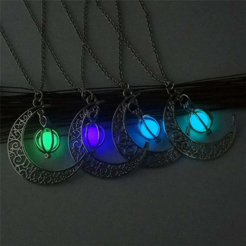 Luminous Moon Pumpkin Pendant Necklace