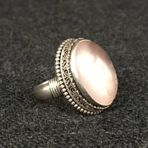 Luminous Pink Rose Crystal Ring