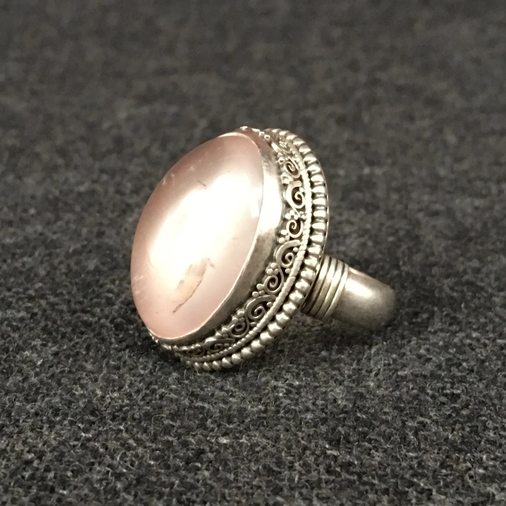 Luminous Pink Rose Crystal Ring