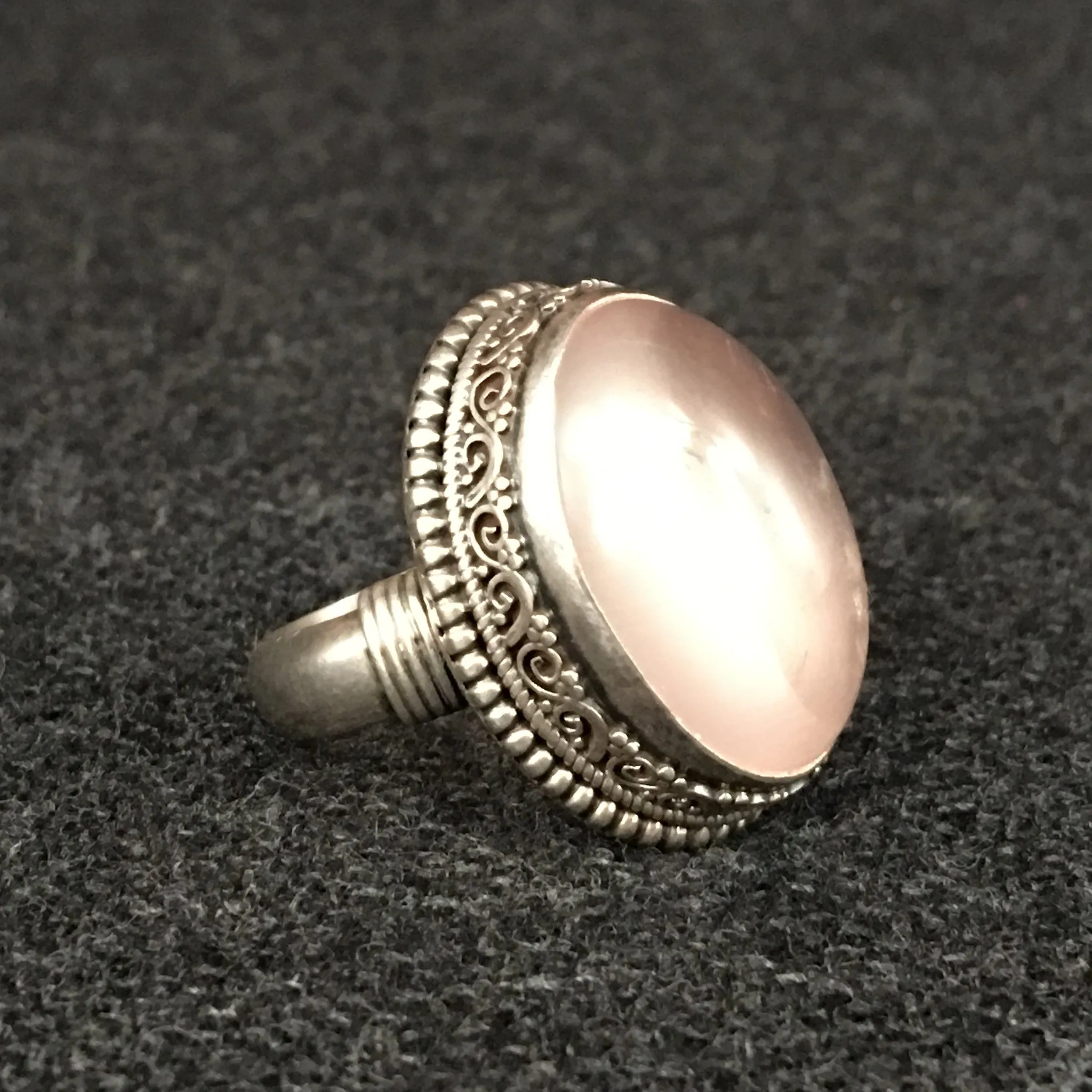 Luminous Pink Rose Crystal Ring
