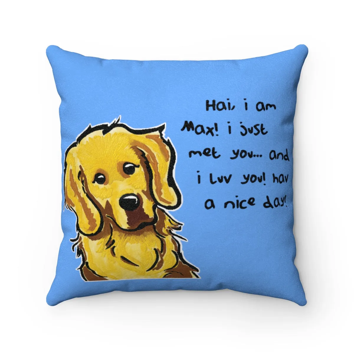 Max light blue Faux Suede Square Pillow