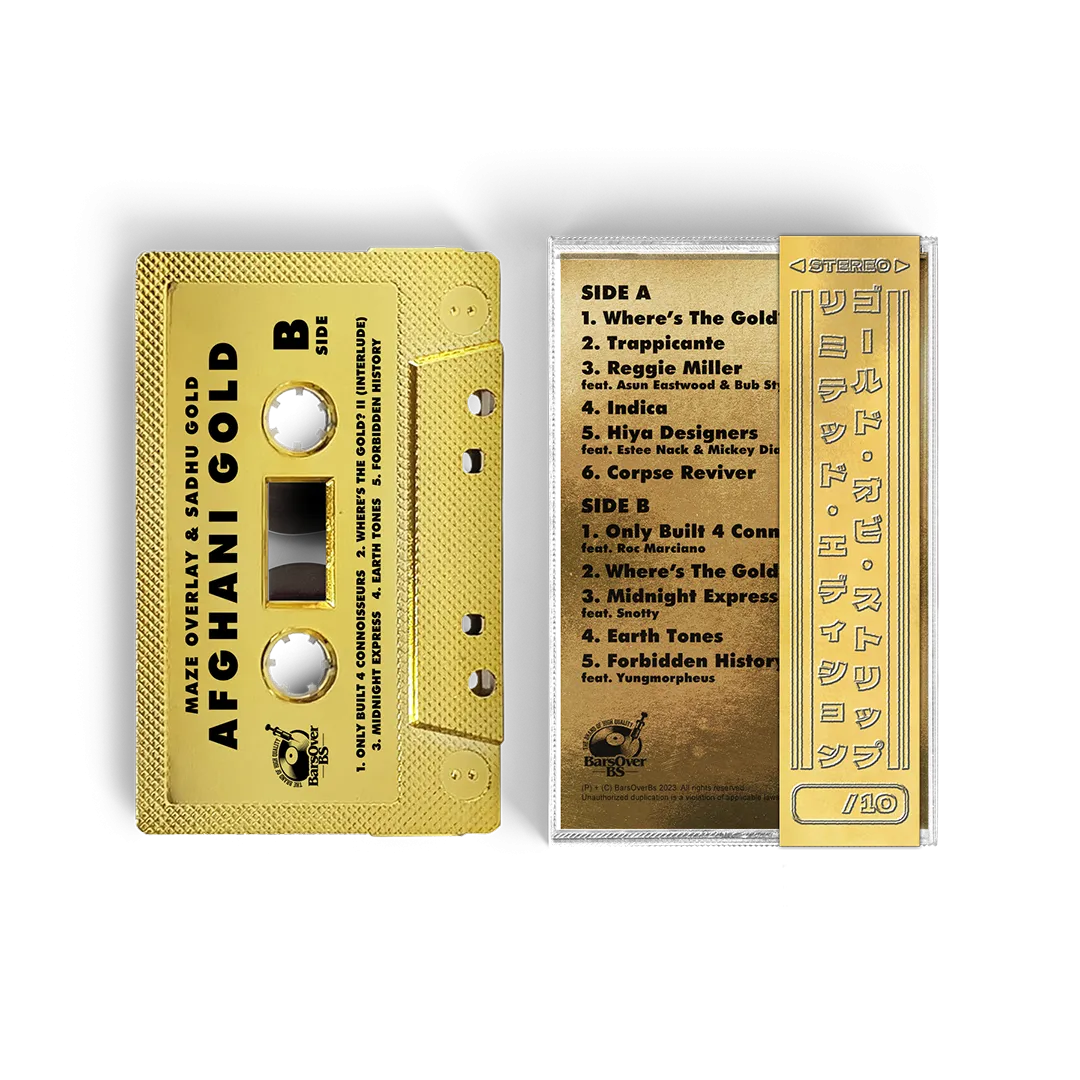 Maze Overlay x Sadhugold - Afghani Gold (Gold BarsOverBS Cassette Tape With Obi Strip)(1 PER CUSTOMER)  (Bonus Track Feat. Roc Marci Produced By WahrSeason)