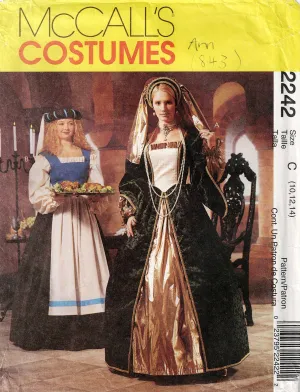 McCall's 2242 Womens Renaissance Costume 1990s Vintage Sewing Pattern Size 10 - 14 UNCUT Factory Folded