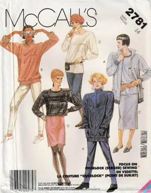McCall's 2781 Womens Stretch Knit Jacket Top Skirt & Pants 1980s Vintage Sewing Pattern Size 14 Bust 36 inches UNCUT Factory Folded