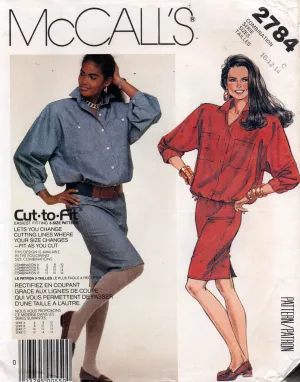 McCall's 2784 Womens Blouson Big Sleeved Shirtdress 1980s Vintage Sewing Pattern Size 10 - 14 UNCUT Factory Folded