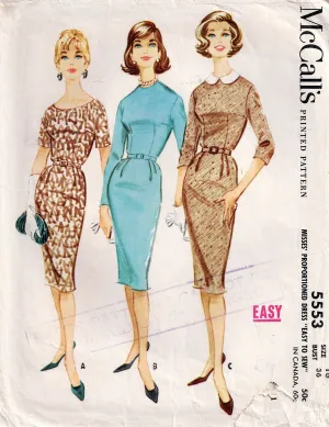 McCall's 5553 Womens Proportioned Sheath Dress in Short/Medium/Tall 1960s Vintage Sewing Pattern Size 16 Bust 36 inches UNCUT Factory Folded