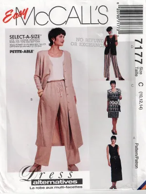 McCall's 7177 Womens Easy Fitting Dress Vest & Wide Leg Pants 1990s Vintage Sewing Pattern Size 10 - 14 UNCUT Factory Folded