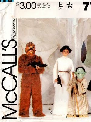 McCall's 7772 Children's OG STAR WARS Costume YODA LEIA JAWA CHEWBACCA & DARTH VADER 1980s Vintage Sewing Pattern Size MEDIUM 8 - 10 UNCUT Factory Folded