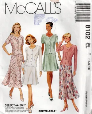 McCall's 8102 Womens Princess Jacket & Skirt 1990s Vintage Sewing Pattern Size 14 - 18 UNCUT Factory Folded