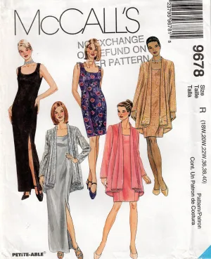 McCall's 9678 Womens PLUS SIZE Dress & Draped Swing Jacket 1990s Vintage Sewing Pattern Size 18W - 24W UNCUT Factory Folded