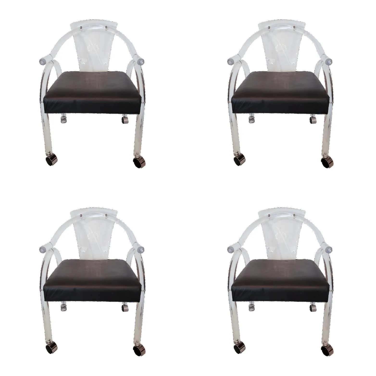 MCM Lucite Armchairs on Castors - Set of 4