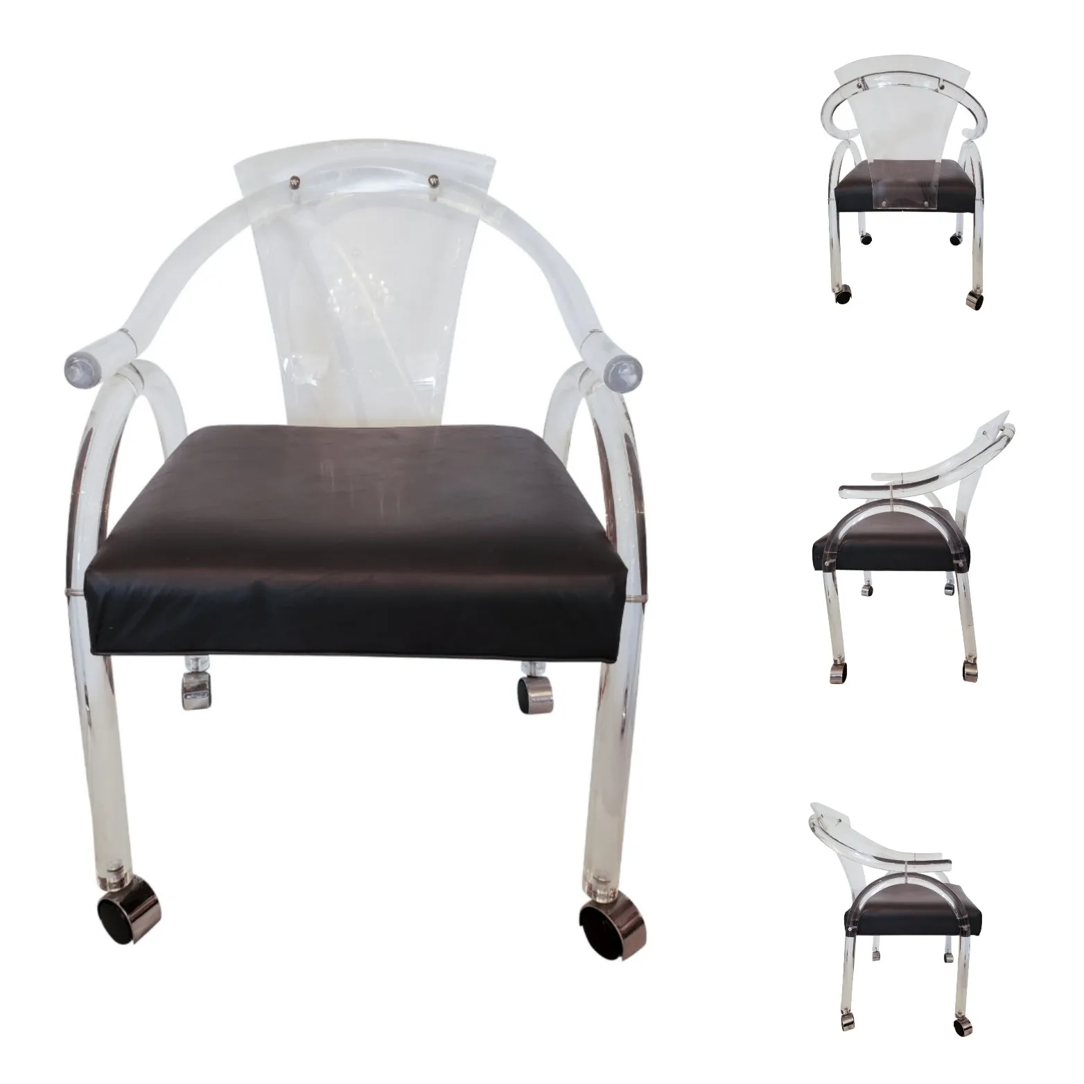 MCM Lucite Armchairs on Castors - Set of 4