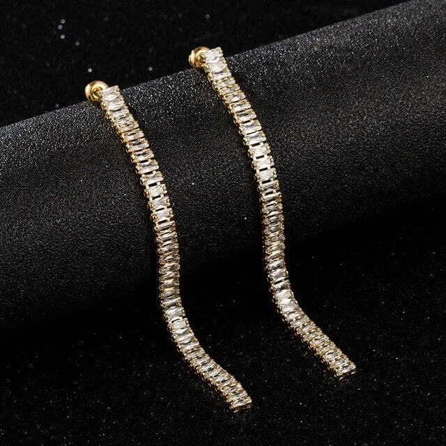 Medium Crystal Hoop Earrings, Baguette Cut CZ Crystal Stud Earrings, Bridal Huggie Hoop Earrings