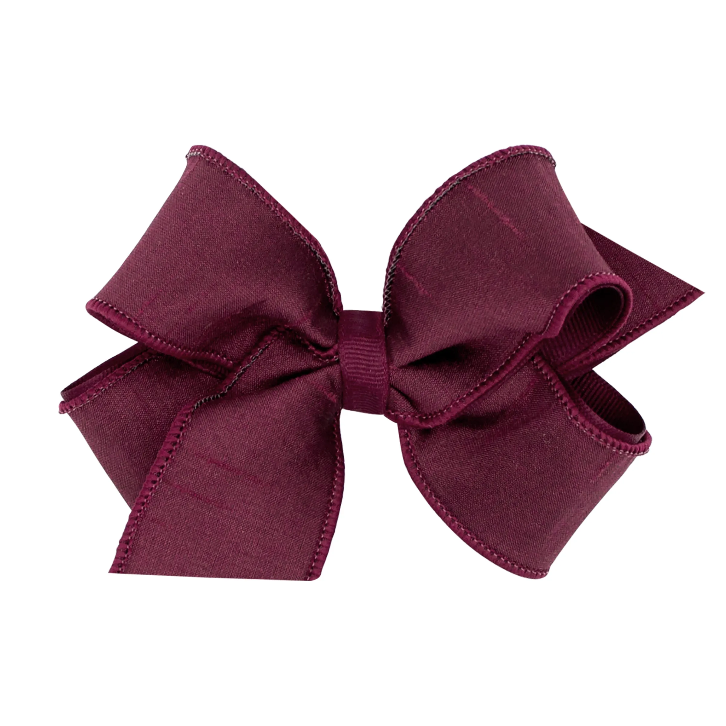 Medium Dupioni Silk Overlay Grosgrain Bow on Clippie