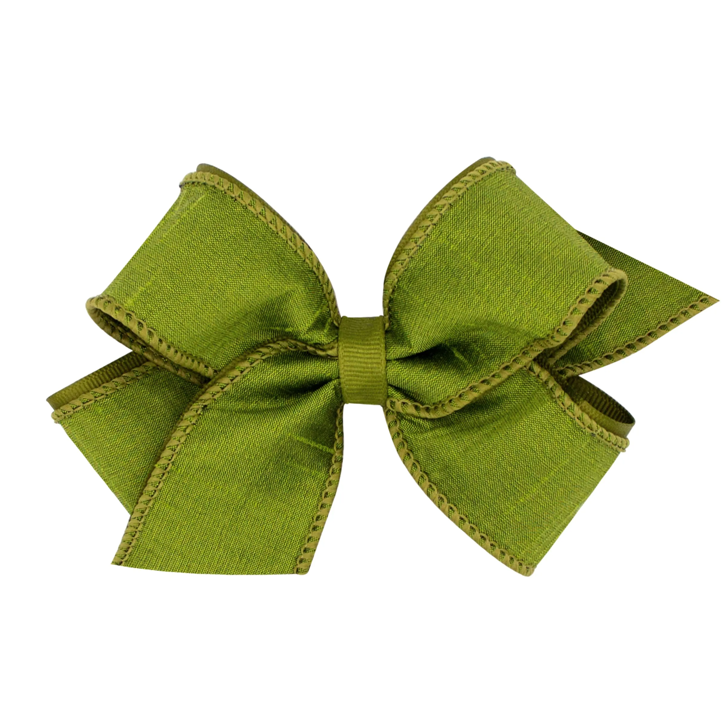 Medium Dupioni Silk Overlay Grosgrain Bow on Clippie