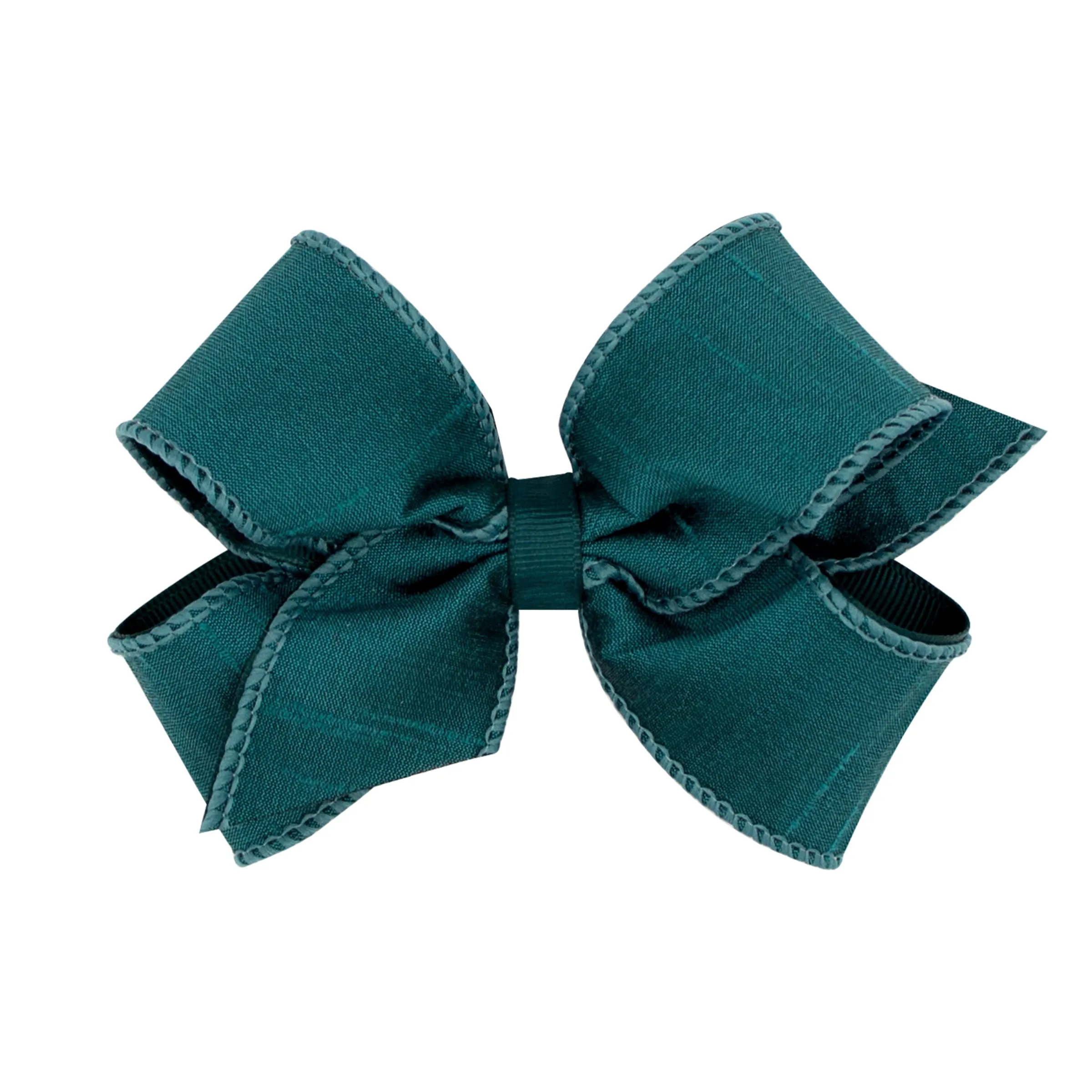 Medium Dupioni Silk Overlay Grosgrain Bow on Clippie